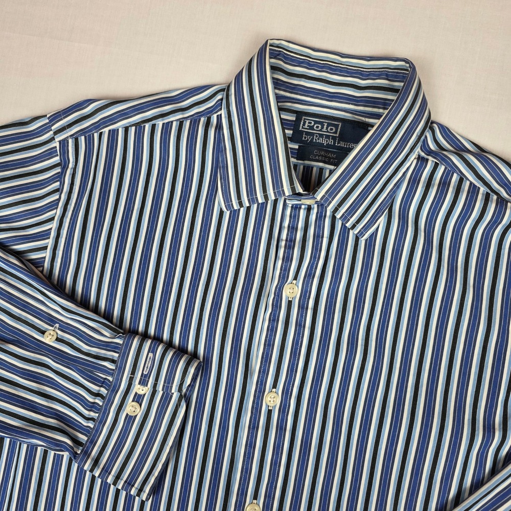 Polo Ralph Lauren Curham Classic Fit Button Down‎ Shirt Mens 15.5 Striped Cotton